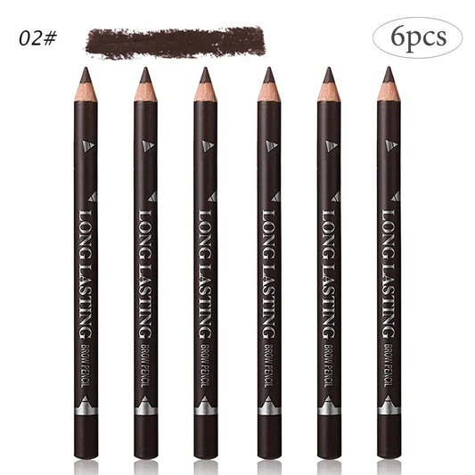6/12Pcs Eye Brow Pencil Waterproof Professional Women Eye Makeup Pen Easy Color Natural Black Brown Cosmetic Beauty Eyebrow Tool