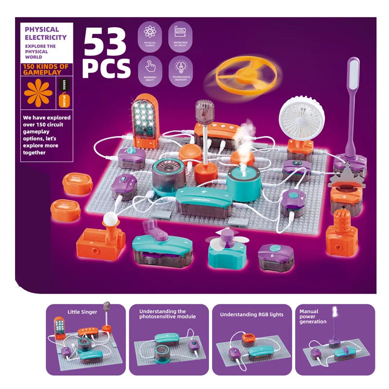 STEM Science Experiment Set for Kids - Electronic Building Blocks Physics Circuit Experiment Toys for Education And Learning