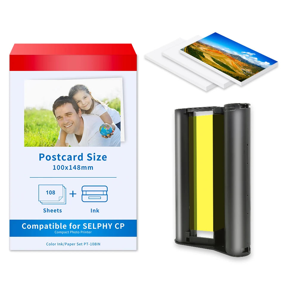 CP1500 Photo Paper For Canon Selphy CP1500 CP1300 CP1200 CP910 CP900 Photo Printer KP-108IN Ink 6 Inch