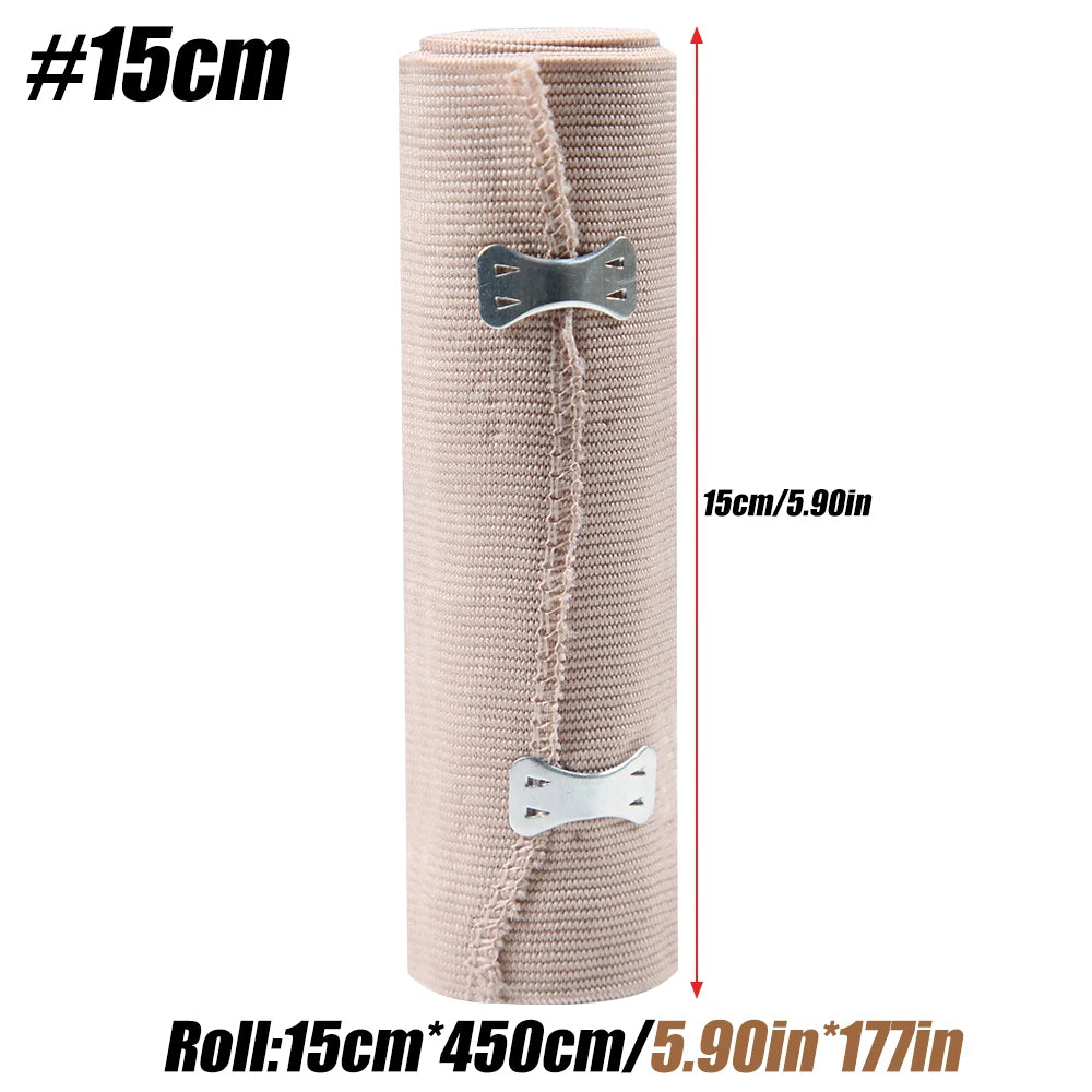 1Roll Premium Elastic Bandage Wrap – Strong Compression Bandage Wrap with Extra Clips for Sports, Sprains, Wrist, Ankle and Foot