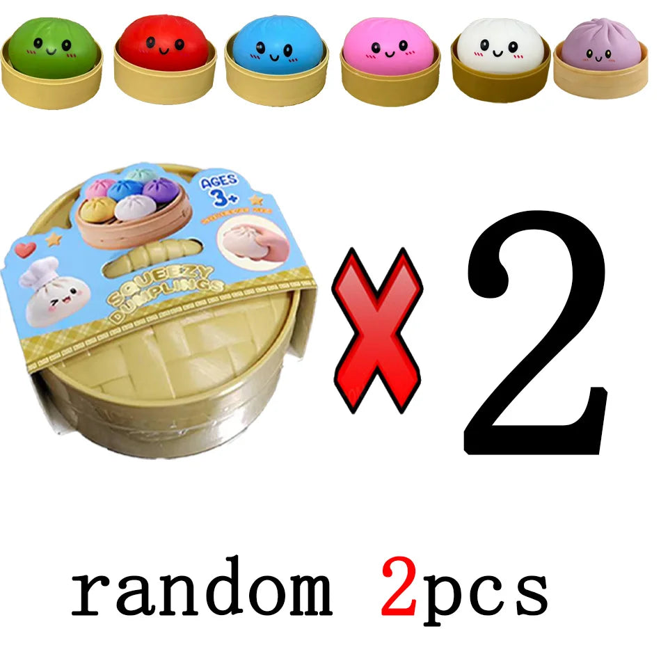 Dumpling Pressure Dumpling Squishies Cute Colorful Bun Toy Slow Rising Stress Relief Fidget Toy for Kids Adults Anti-Anxiety Gif