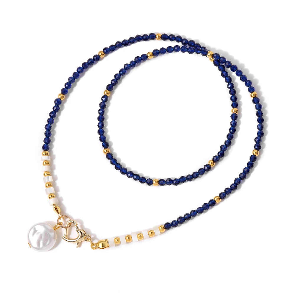 Baroque Pearl Pendant Necklace for Women 3mm Natural Stone Beaded Heart Buckle Necklaces Vintage Wedding Elegant Jewelry Gifts