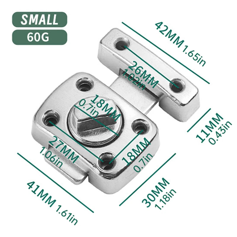 1pc Home Security Latch Rotate Bolt Latch Gate Latches Door Slide Lock Twist Rotating Barrel Lock For Bathroom Toilet Door Lock