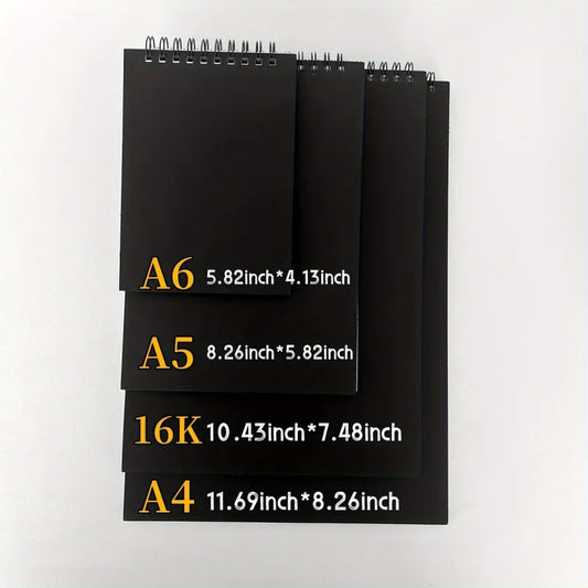 Black Artist Sketchbook-Art Paper Drawing Pad,Perfect for Sketching and Drawing,Sketching Tools,Spiral Bound,Thick Paper Pages