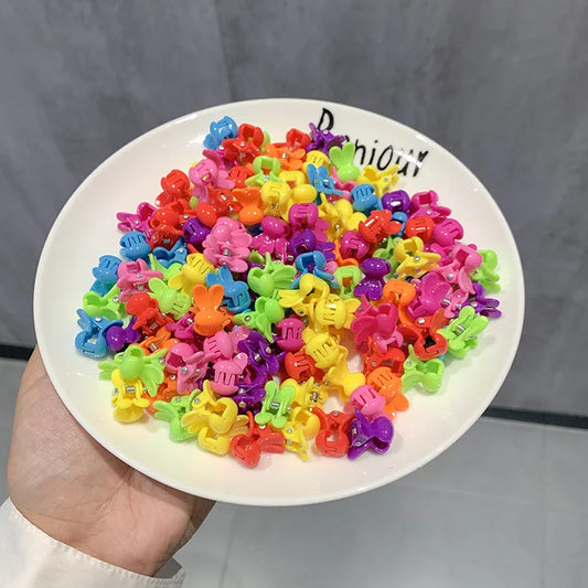50pcs Girs Cute Colorful Flower Star Crown Small Hair Claws Lovely Hair Decorate Claw Clips Hairpins Kids Sweet Hair Accessories