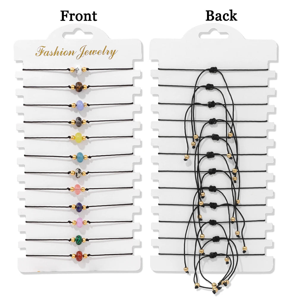 Wholesale 12pcs/set Bohemia Bracelet Set Colorful Natural Stone Crystal Seed Beads Evil Eye Braided Bracelets For Women Men