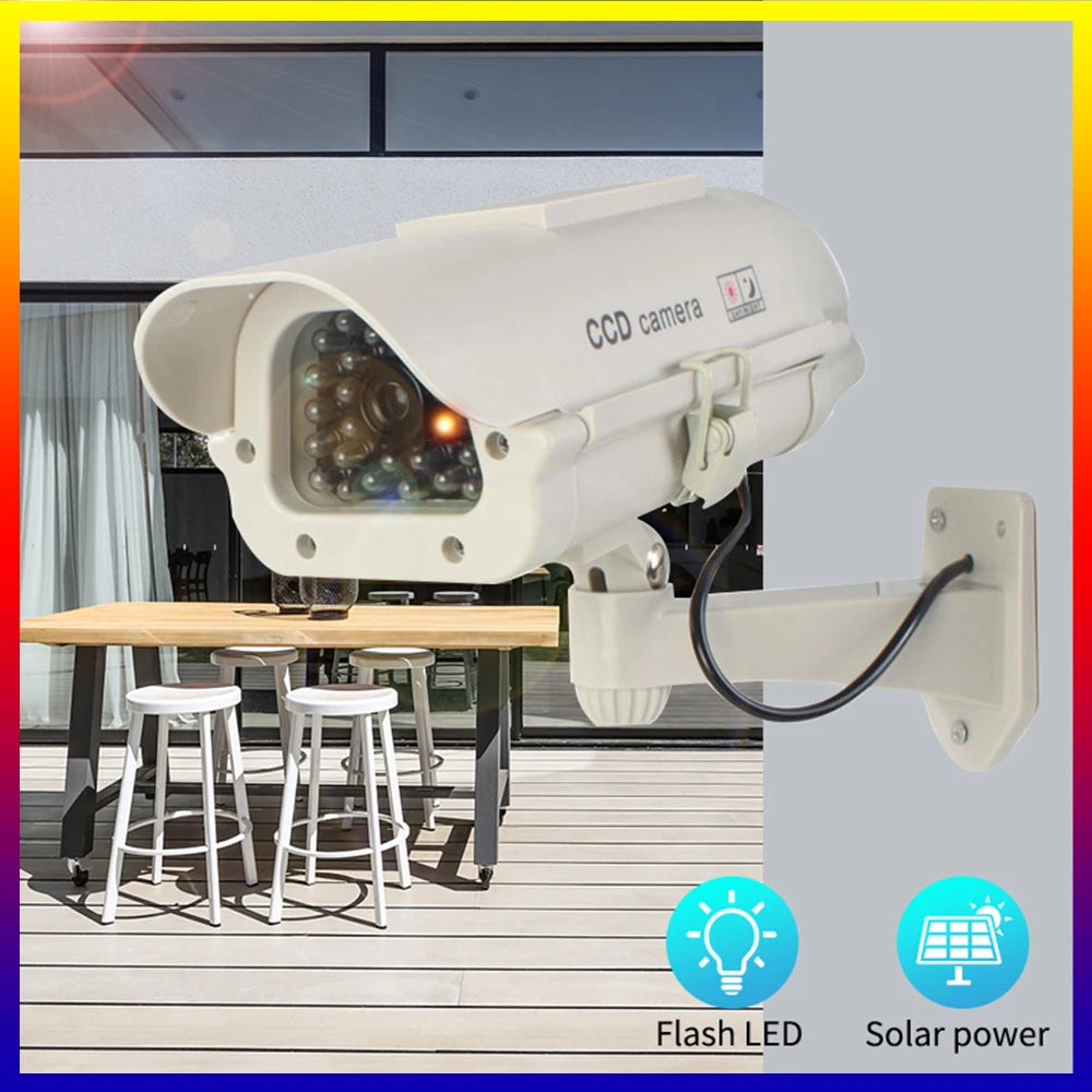 Simulation Solar Camera Waterproof Fake Camera Dummy CCD Security Camera Red Flashing Led Home Office Surveillance Scare Theft