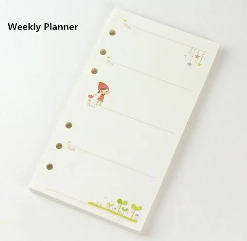 2026Colored A5 A6 Loose Leaf Notebook Refill Spiral Binder Inner Page Weekly Monthly To Do Line Dot Grid Inside Paper Stationery