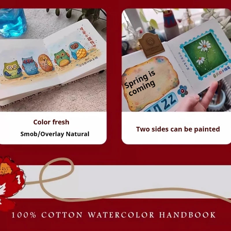 POTENTATE 100% Cotton Square Watercolor Paper Book 12x12cm/16x16cm 24 Sheets 300g (140lb) Art Drawing Painting Paper Sketchbook
