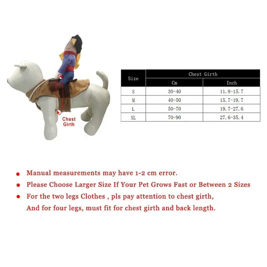Cowboy Pet Costume – Funny Halloween Outfit for Dogs & Cats, Chest 30–90 cm