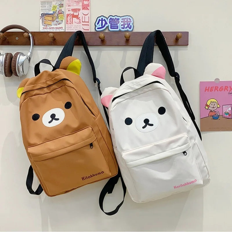 Kawaii Cute Bear Rilakkumas Backpack Large Capacity Anime Cartoon Backpack Stylish Student School Bag Shoulder Bags Schoolbag