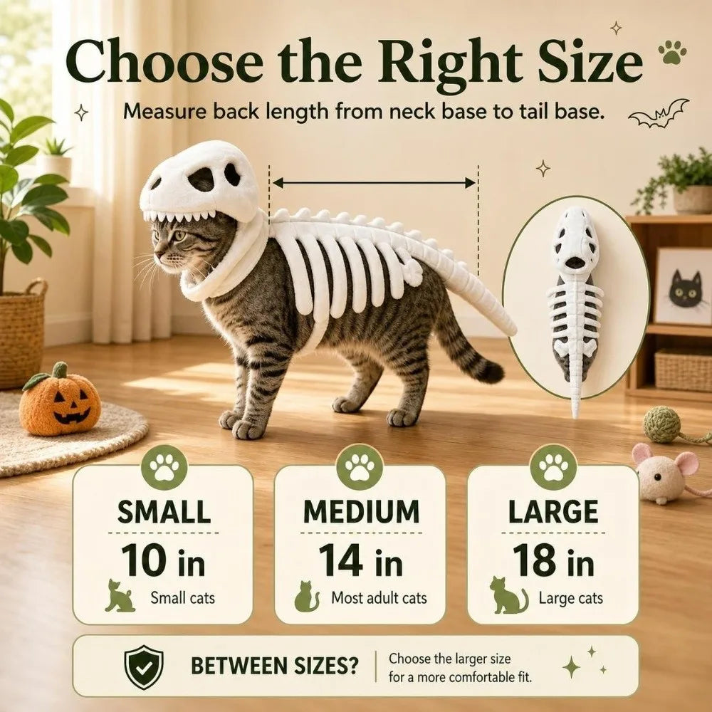 Creative Dinosaur Skeleton Pet Costume Soft Washable Pet Dinosaur Costume Dark Halloween Pet Hood Outfit Halloween Decoration