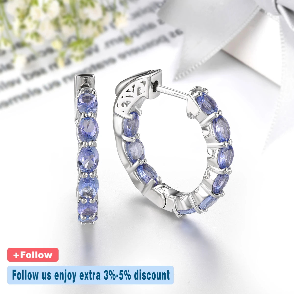 Natural Tanzanite Sterling Silver Hoop Earring 3.5 Carats Genuine Gemstone Classic Exquisite Fine Jewelrys S925 Jewelry Gifts