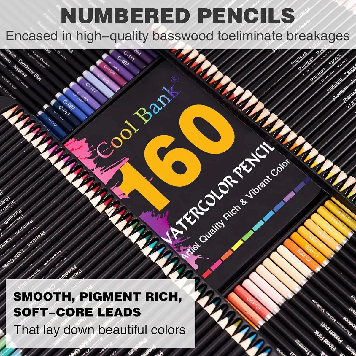 72/120/160 Watercolour Pencils Set, Premium Pigments for Mixing, Drawing For Artists, in Tin Presentation Box