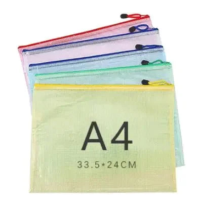 Poly Stationery Storage Folder File Pouch  A4 A5 B4 A3 Snap Button Document Bag Zip File Folder School Office Supplies