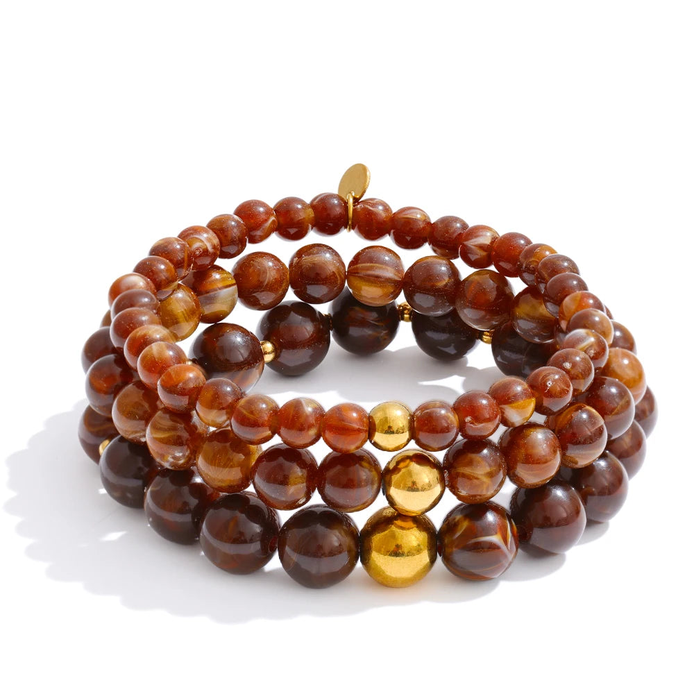 Yhpup 7 Color Fashion Beads Layered Statement Necklace 2025 Tarnish Resistant Charm Resin Trend Jewelry Christmas Gift for Women