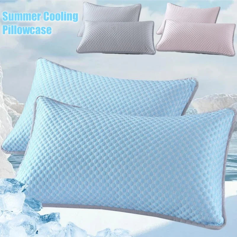 Cooling Ice Silk Pillowcase Solid Color Bean Fabric Summer Air Con Washable Home Use Plain Pillow Cover Without Pillow
