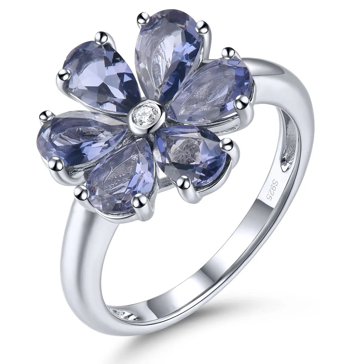 Natural Red Garnet Solid Sterling Silver Rings 2.8 Carats Genuine Gemstone Romantic Flower Design S925 Fine Jewelrys Gifts