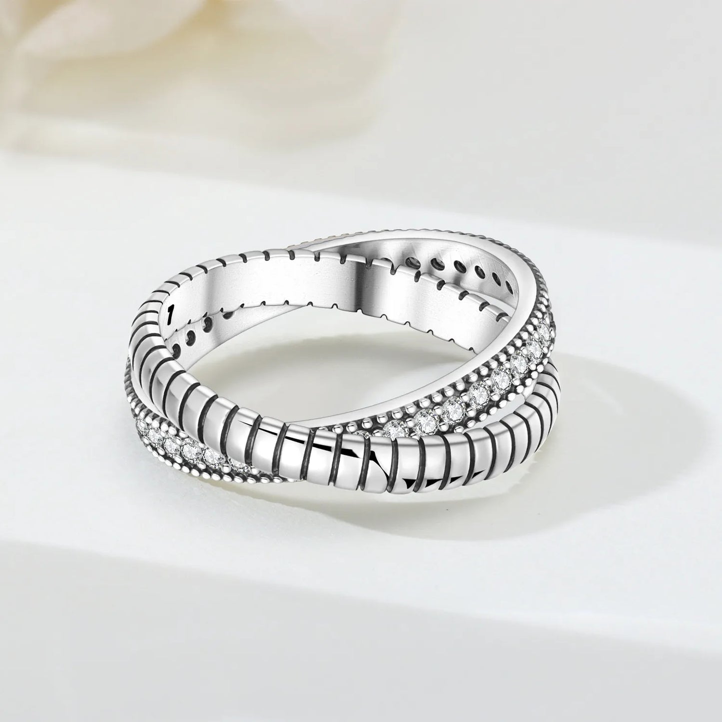 Orstarry S925 Sterling Silver Double Layered Cross Closed Ring For Women Finger Ring Personality Jewelry Party Trendy Gifts