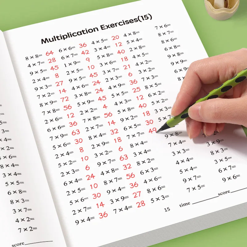 Multiplication and division workbook, math practice book, improve calculation skills, educational tool for brain development