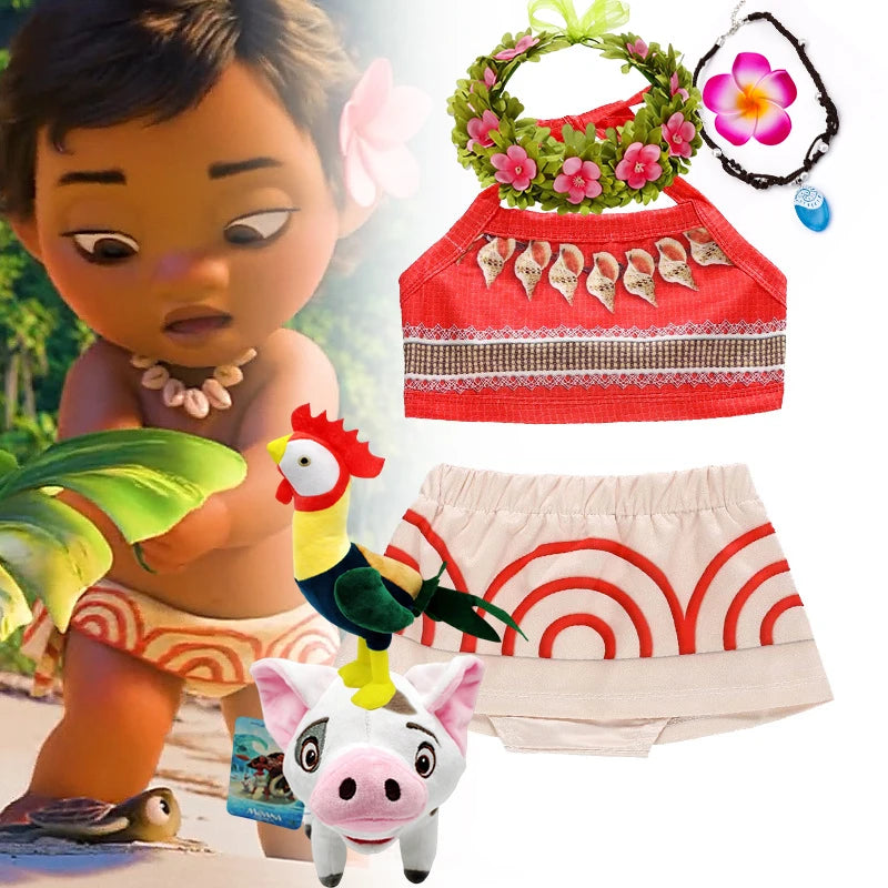Baby Little Moana Dress Costumes Cosplay Girl Dresses Anime Movie Costume Halloween Costumes Gifts Kids Dress for Girls Outfit