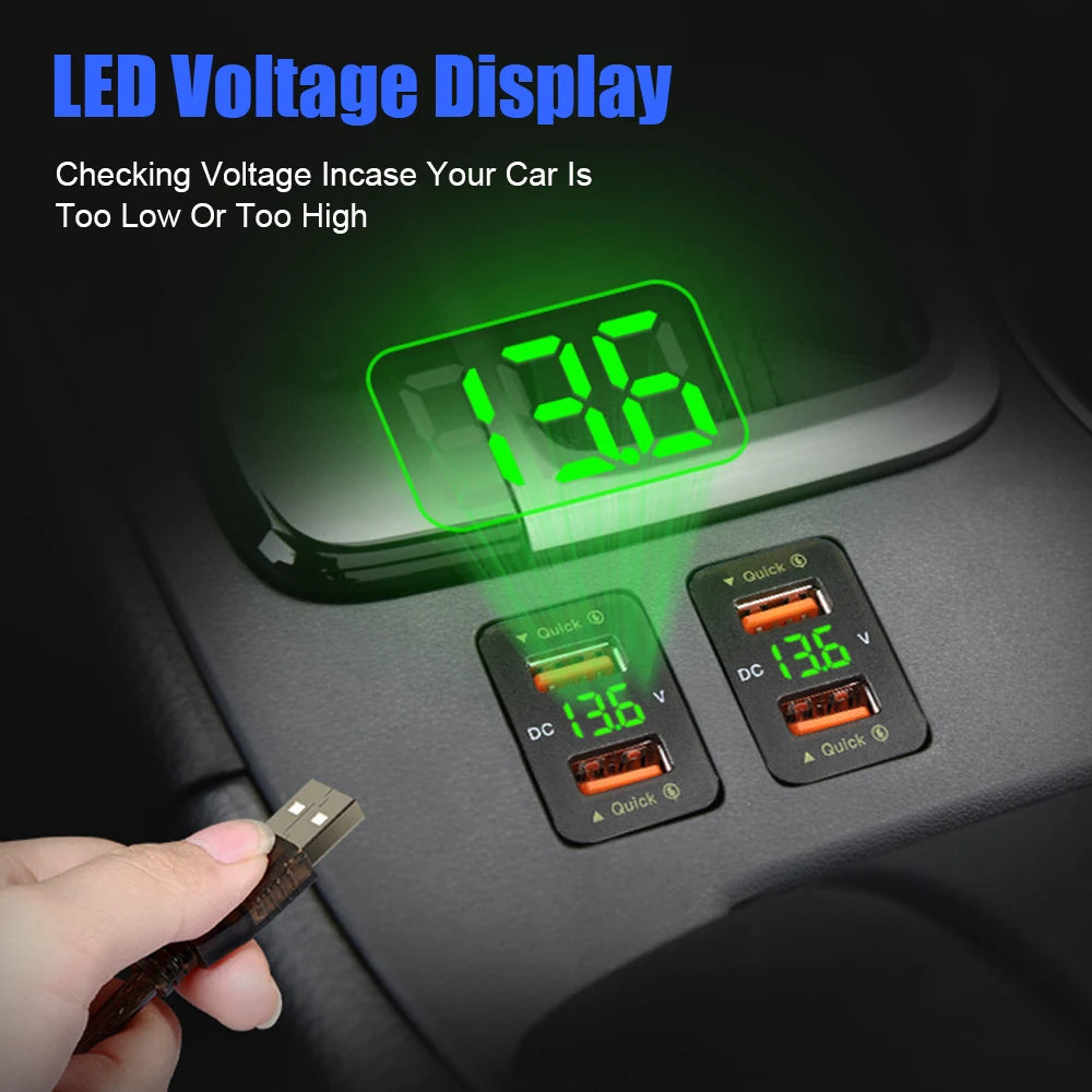 USB Chargers For Toyota Power Adapter Socket QC 3.0 LED Indicator Mobile Phone Charging Voltmeter Test Car Accessories 24V 12V