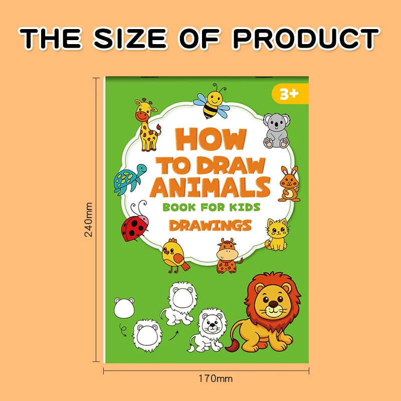 How To Draw Animals Book for Kids 32 Pages Drawing Coloring Book Complete Painting in 4 Simple Steps 96 Cute Animal Characters