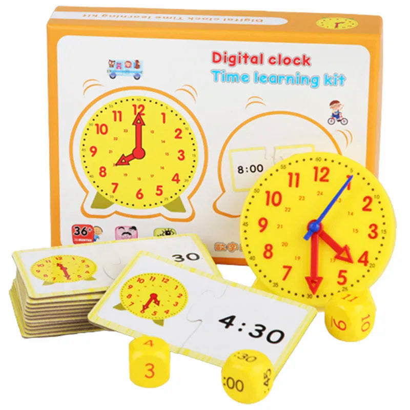 Children Montessori Clock Educational Toys Hour Minute Second Cognition Matching Puzzle Toys Kids Early Preschool Teaching Aid