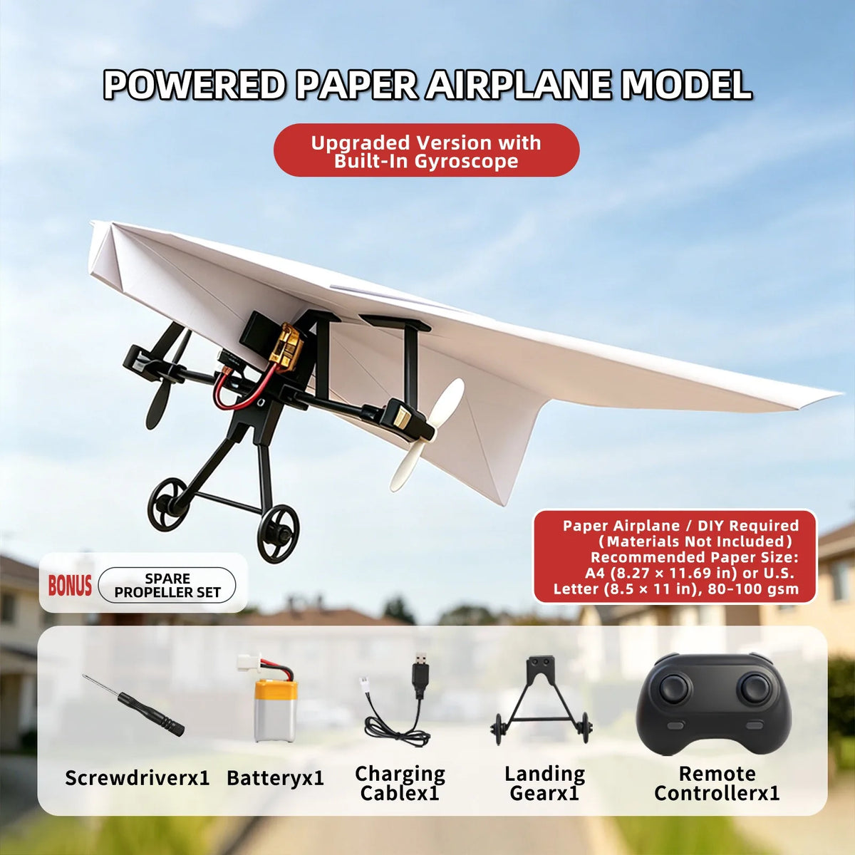 RC Paper Plane Remote Control Airplane DIY Electric Foldable Lightweight Flying Model STEM Educational Kit Toy For Adult Gift