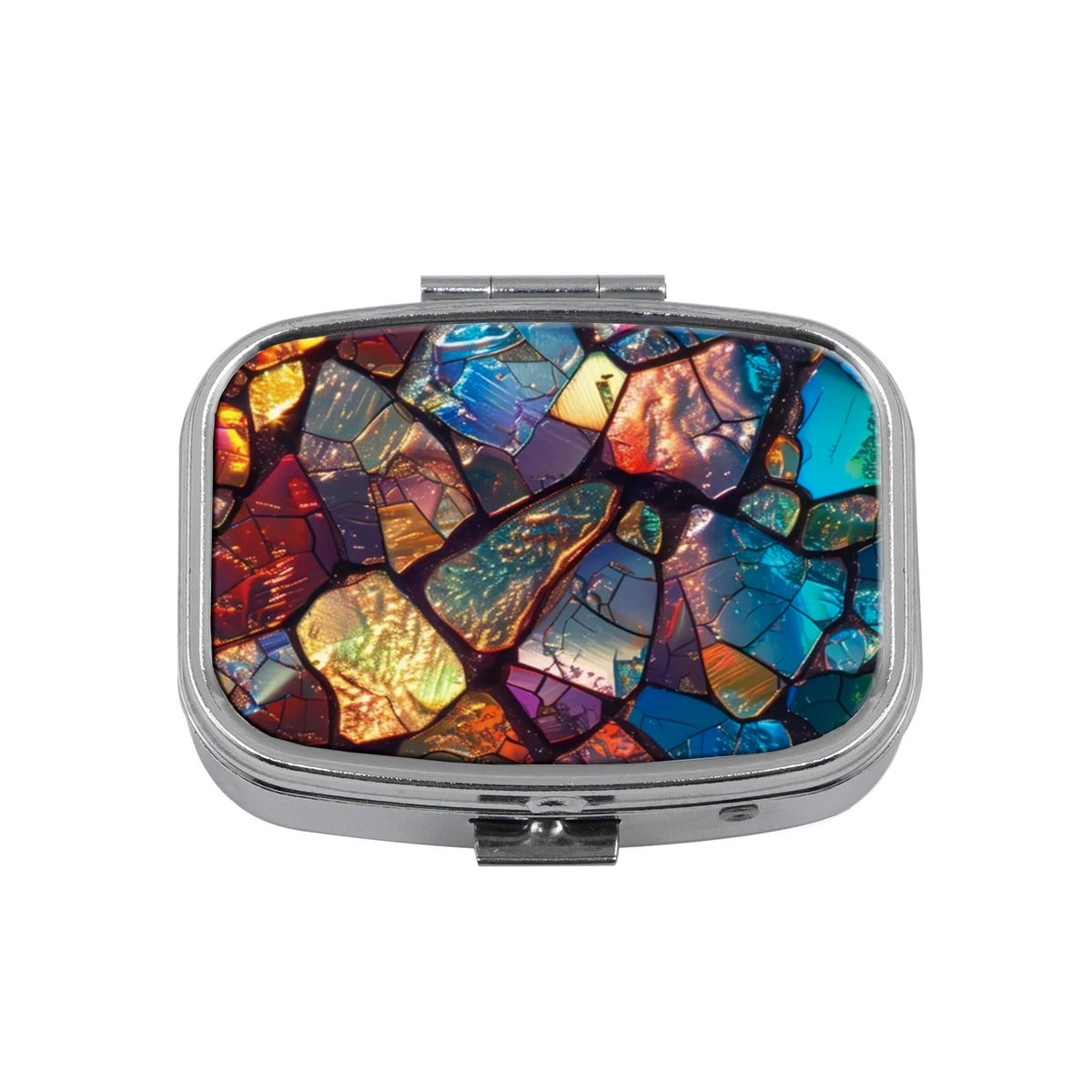 Stained Glass Metal Medicine Box Marbling Pill Packaging Health Products Moisture Resistant Storage Case Personalized Casket