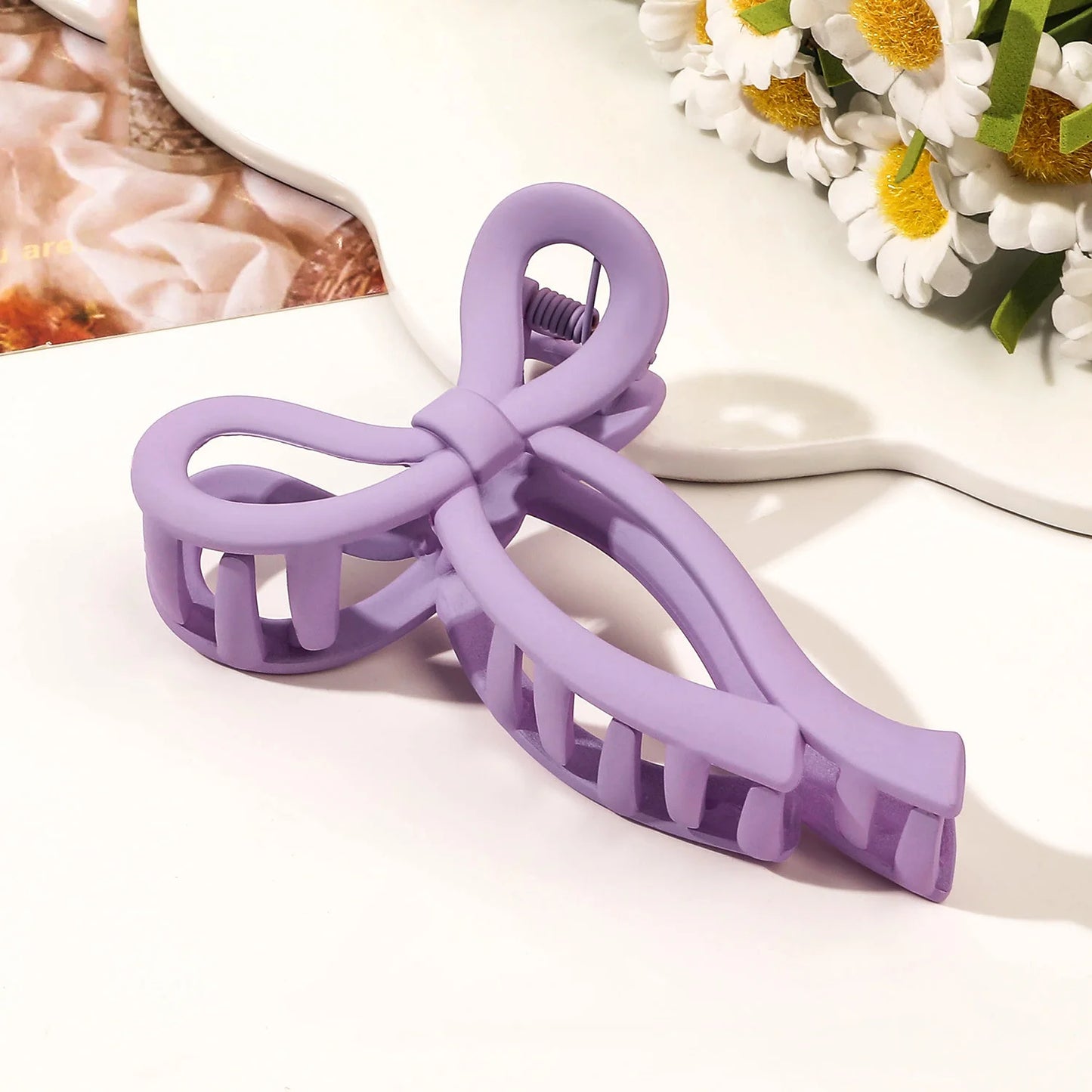 Matte Bow Large Hair Claw Crab for Women Acrylic Bowknot Hair Clips Hairpins Girls Barrettes Headbands Ponytail Hair Accessories