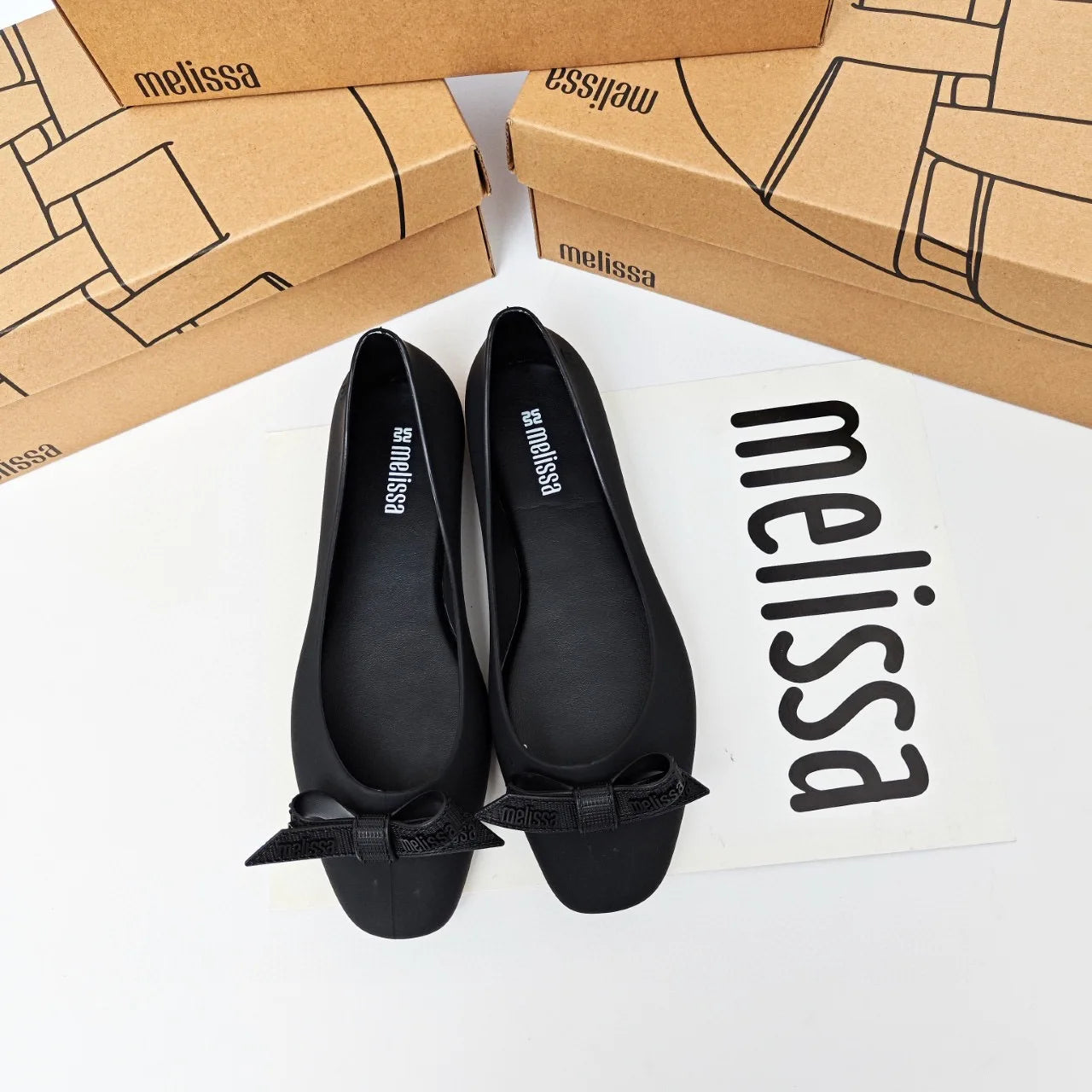 Melissa Women Flats Comfort Ballerina Shoes 2025 Summer New Shallow Mouth Non-slip Ladies Loafers Elegant Bowknot Women Single