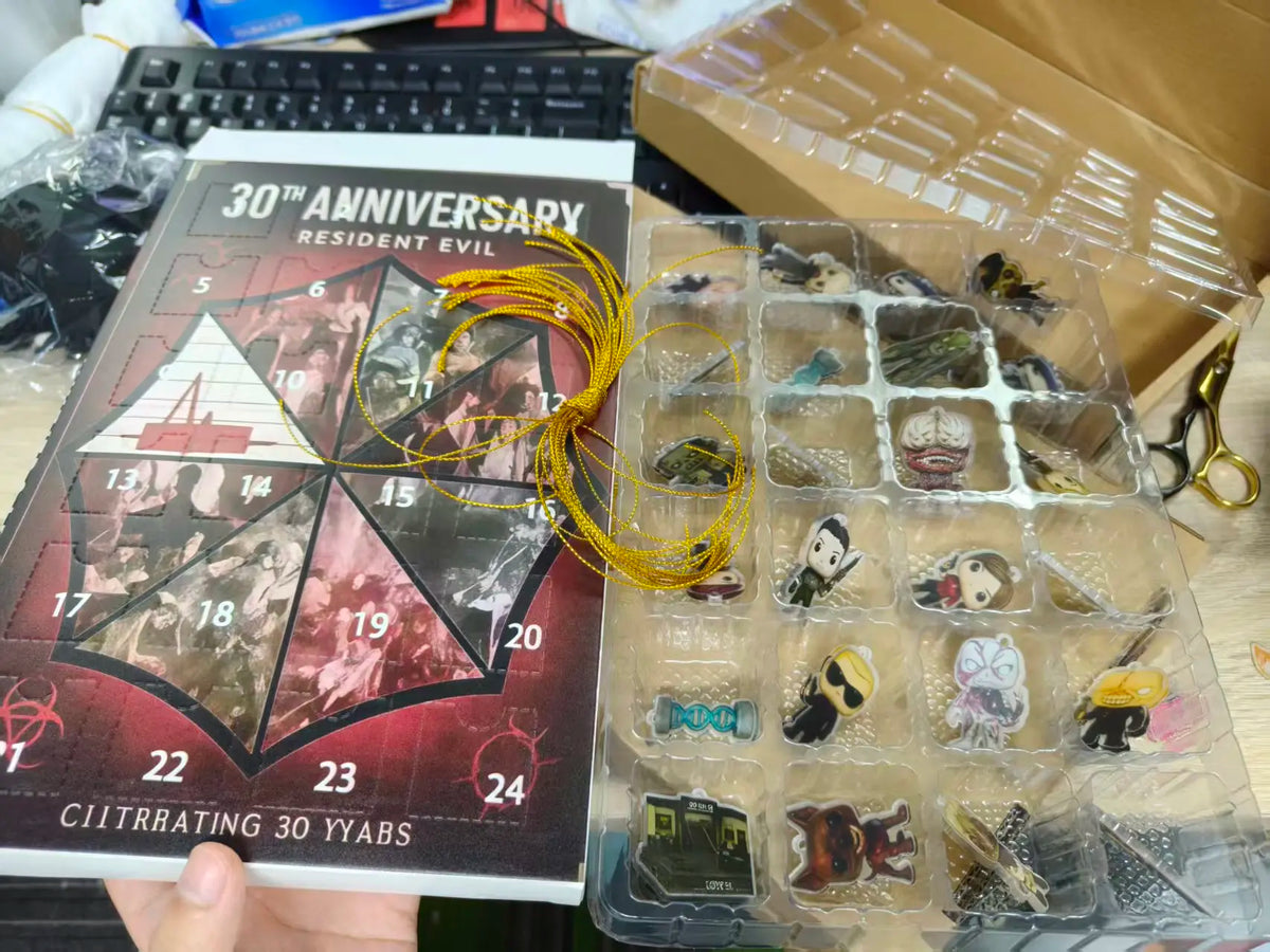 Resident Evil Advent Calendar 30th Advent Calendar 24 Days 2D Acrylic Hanging Ornament Blind Box Halloween Decor Christmas Gift