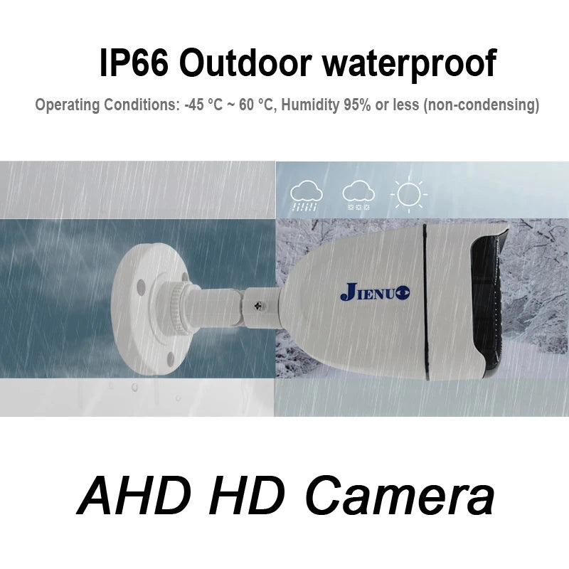 JIENUO AHD Camera Full Color Night Vision CCTV Security Surveillance 1080P Outdoor Waterproof Analog Digital Video 2mp Home Cam