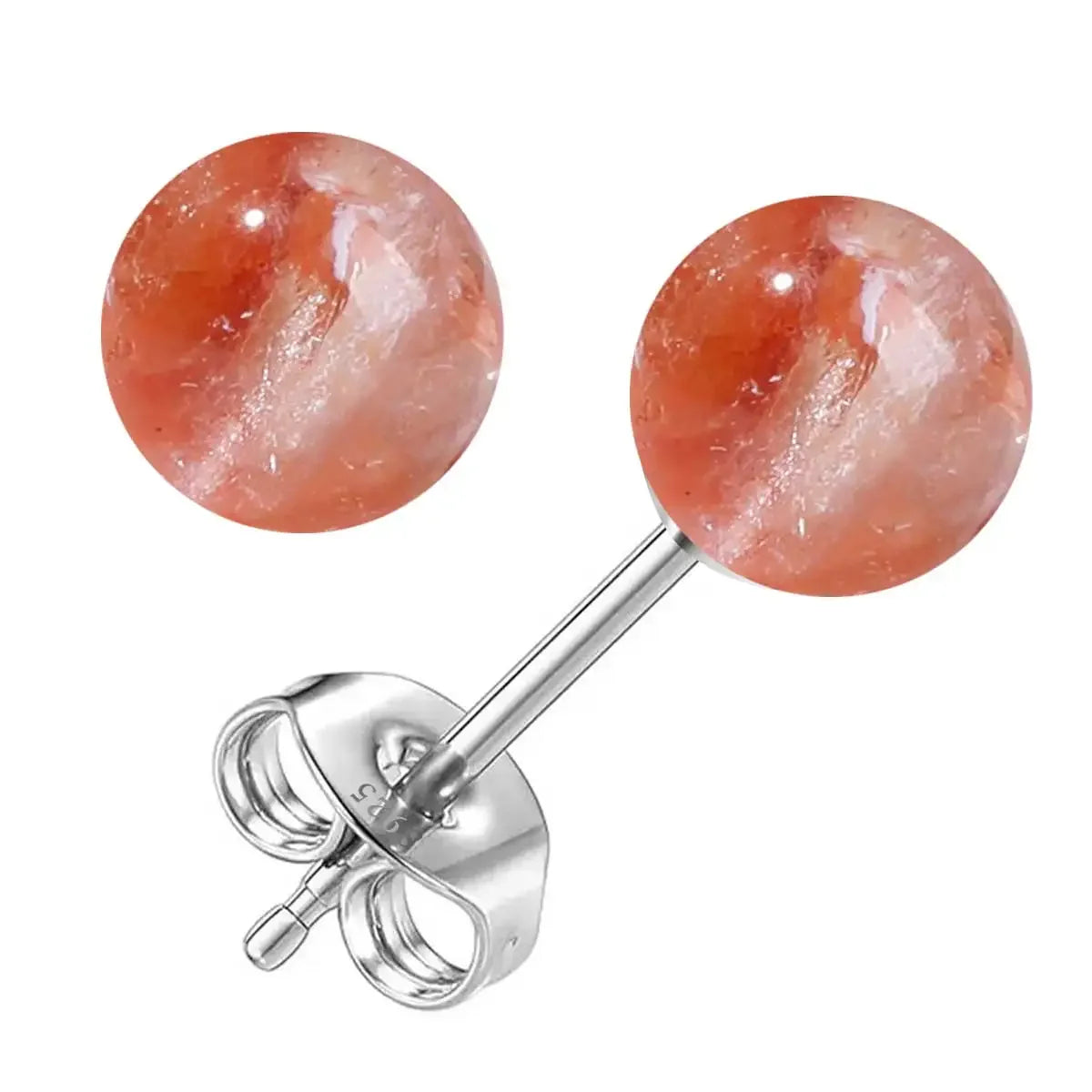 6mm Stone Beads Natural Stone Earrings Earring Stud 925 Sterling Silver Jewelry For Women Party Women's S925 Silver Earrings