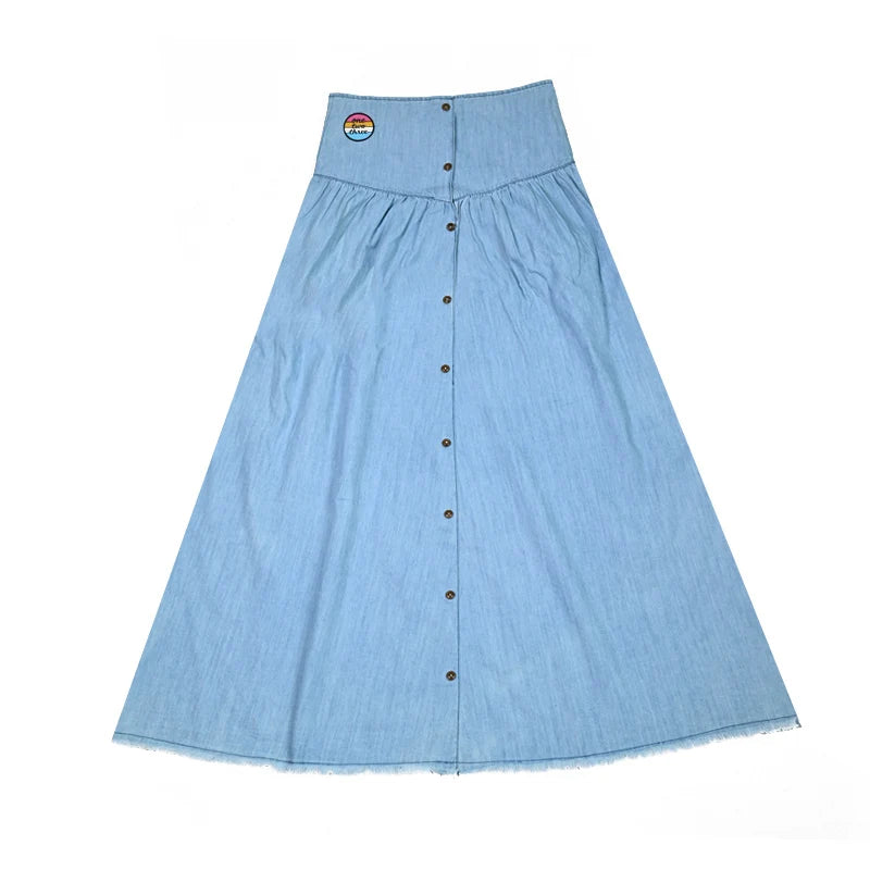 Summer kids clothes denim blue boy and girl dress t-shirt top set baby romper skirt colorful embroidery stripes children outfit