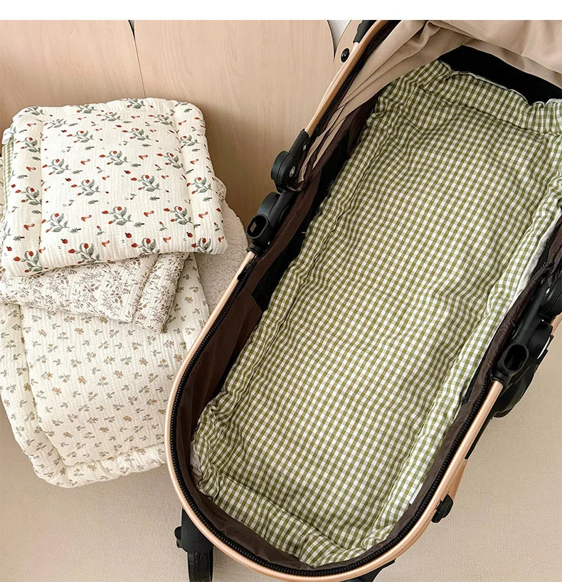 Universal Baby Stroller Mat Double Side Cooling Seat Cushion Soft Ramie Cotton Gauze Summer Cart Mat Stroller Accessories