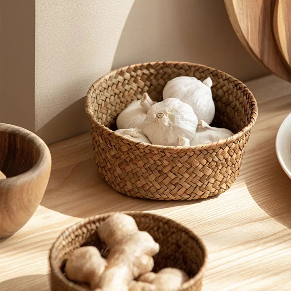 Imitation Rattan Rattan Storage Baskets Home Desktop Decoration Vegetable Fruit Kitchen Storage Basket Sundries Organizer