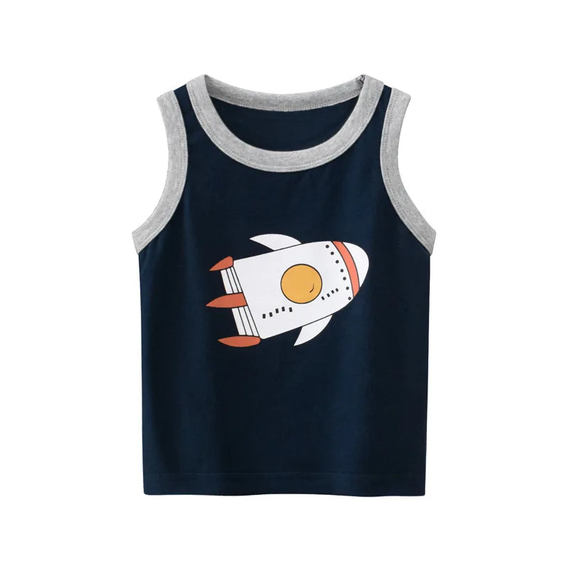 2-8T Summer Boys Tank Top Cotton Toddler Kid tshirt Infant Short Sleeve Clothes Sleeveless T Shirt Cute Tee Childrens Outfits