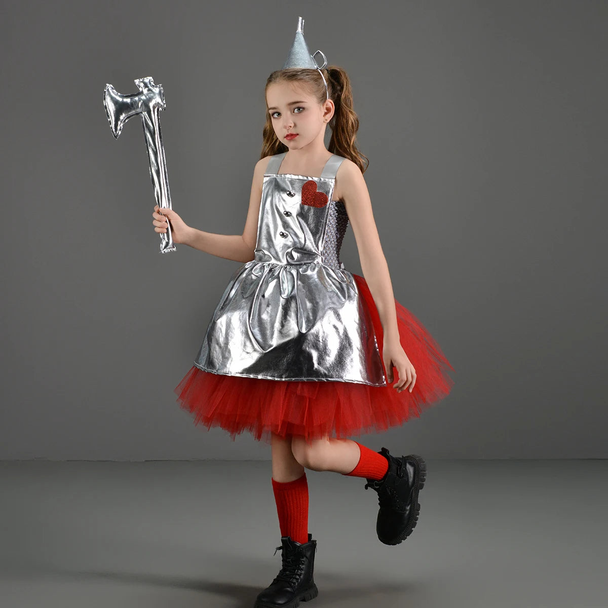 Kids Girls Halloween Costume Wizard of Oz Scarecrow Tin Man Lion Witch Princess Tutu Dress Role Play Party Stage Dress Outfit