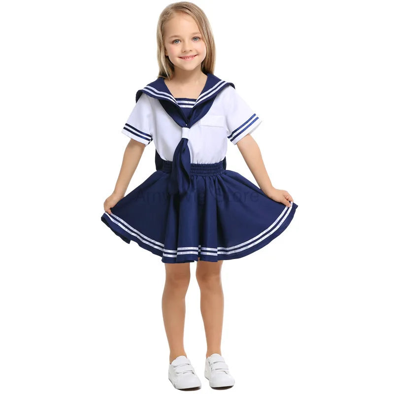 Kids Sailor School Uniform Costume – Japanese Style Set for Girls & Boys, Heights 90–150 cm