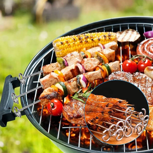 12Pcs Stainless Steel Air Fryer Oven  Barbecue Stick Kitchen BBQ Skewer Grill Reusable Baking Stick Needle Kebab Cooking Tool