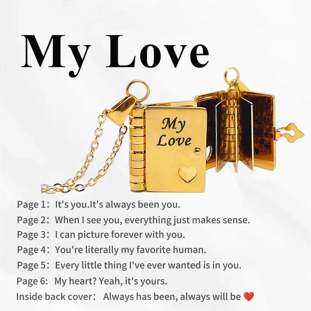 Mother’s Day Gift Best Mom Ever Book Necklace Stainless Steel Engraved Book Locket Necklaces Women Daughter Present for Mom