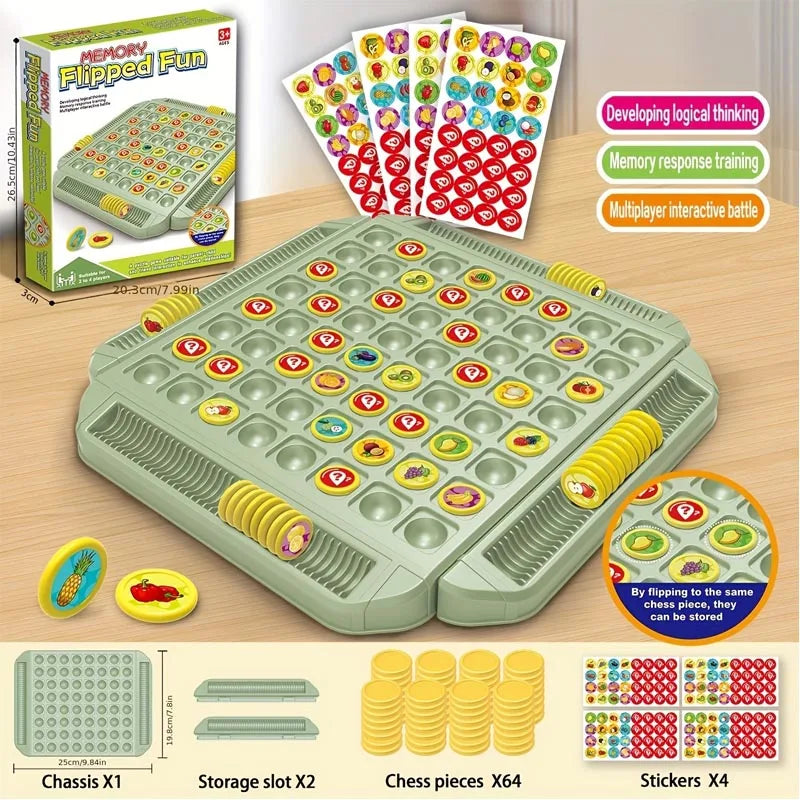 Interactive Board Game Fruit Flip Chess Game Toys Matching Puzzle Board Cartoon Flip Chess Memory Game Kid Boys Girl Child Gifts