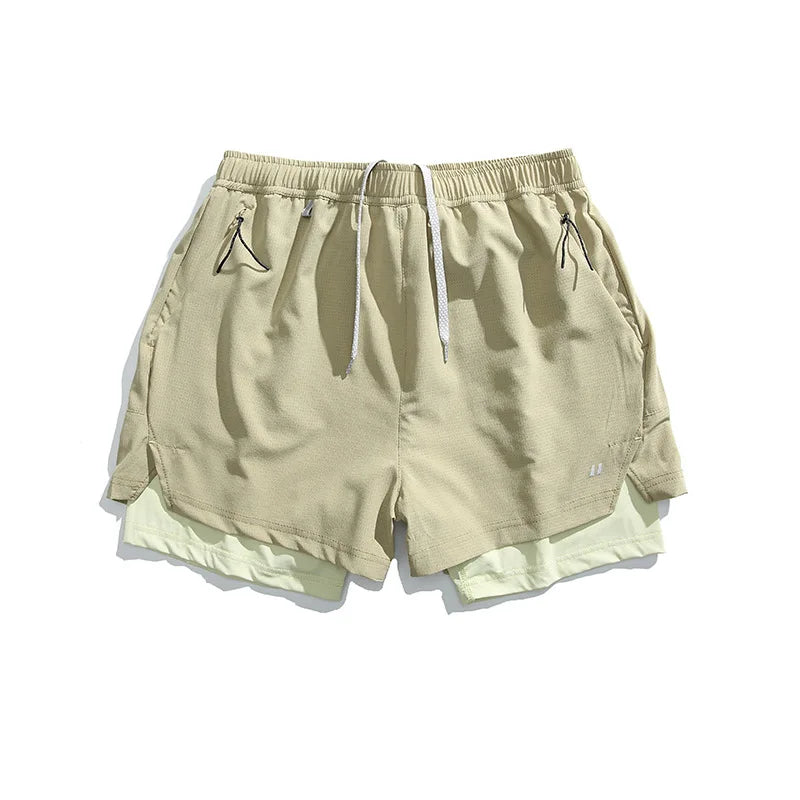 Unisex 2-in-1 Quick-Dry Cooling Sport Shorts | Anti-Ride Up Design for Cycling & Gym | Breathable Lightweight Fabric  8 Colors