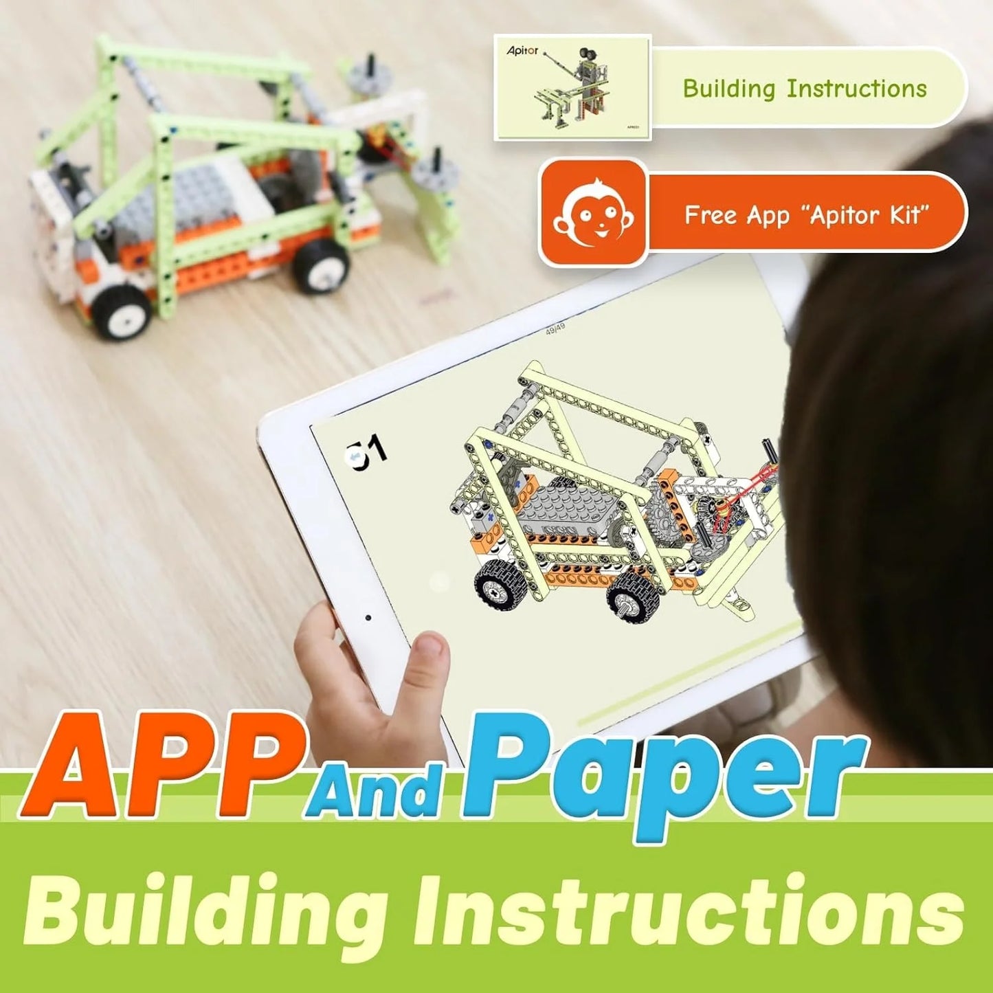 Apitor Robot E STEM Kits for 8-12 Year Old Boy Girl, 14 in 1 Educational Construction Science Kit with Learning Materials