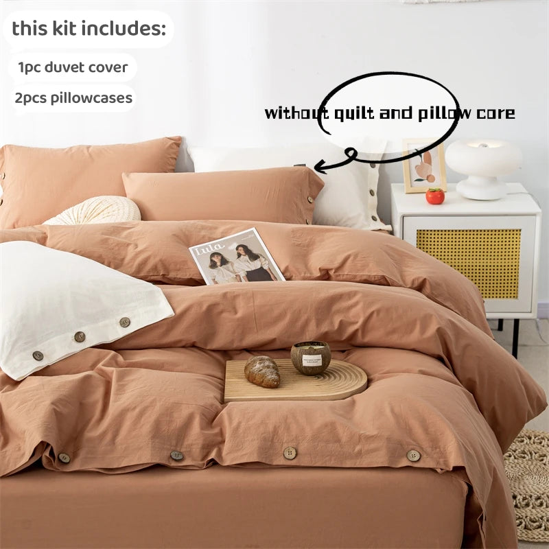 3pcs  100% cotton bedding set Double Duvet Cover Set 220x240 Solid Twist Cotton King Size Bedding Set Quilt Cover Set
