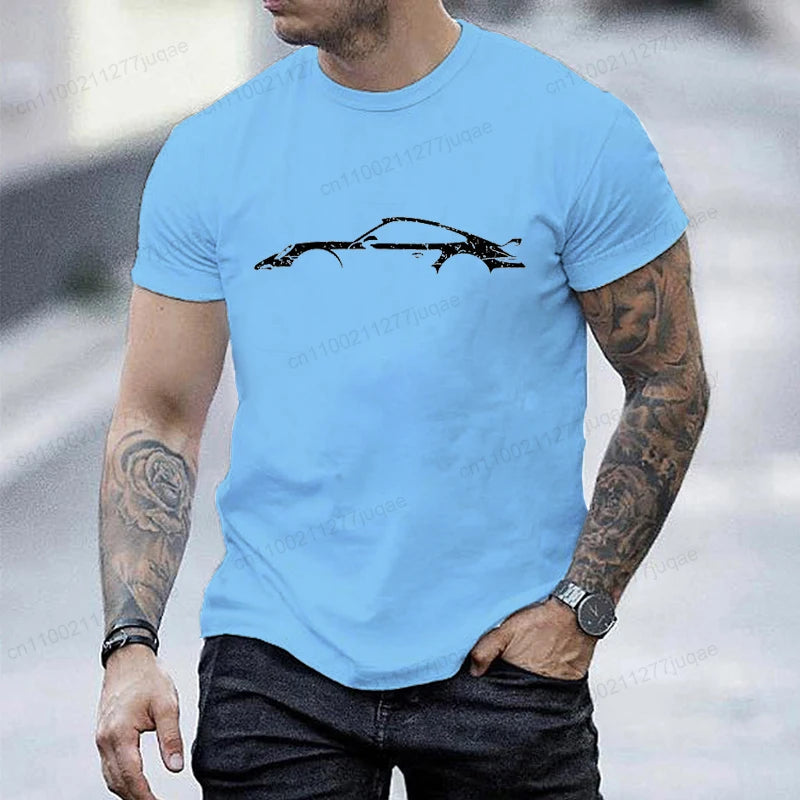 Minimalist Style T-Shirt for Men Women,Round Neck Short Sleeve Tee Shirts, Funny Race Car Printed T-Shirts for Men & Women Tops