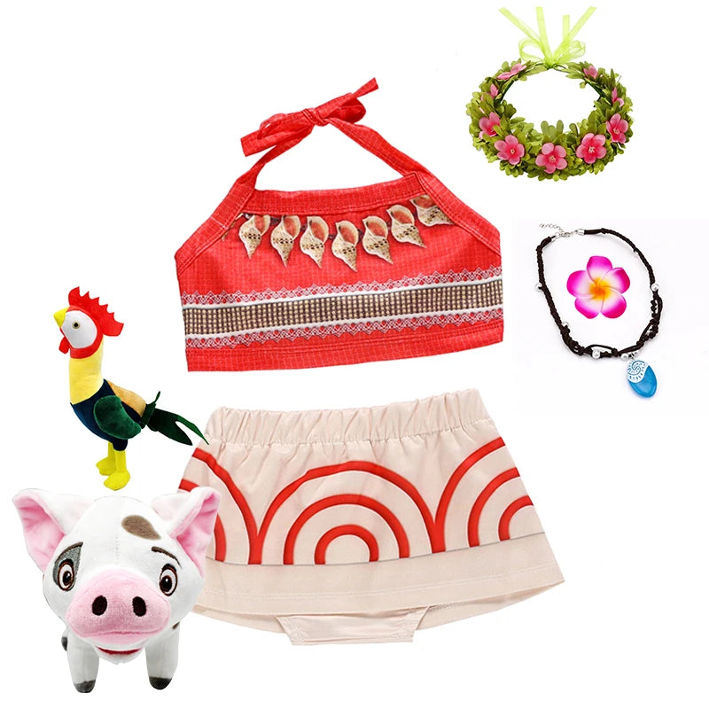 Baby Little Moana Dress Costumes Cosplay Girl Dresses Anime Movie Costume Halloween Costumes Gifts Kids Dress for Girls Outfit