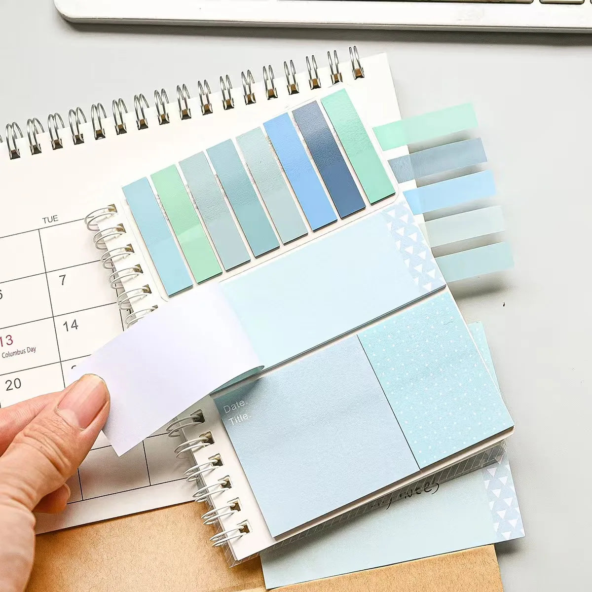 Spiral Notebook Sticky Notes Combo with Index Tabs, Pastel Color Self-Adhesive Memo Pads, To-Do List Notepad for Office, School